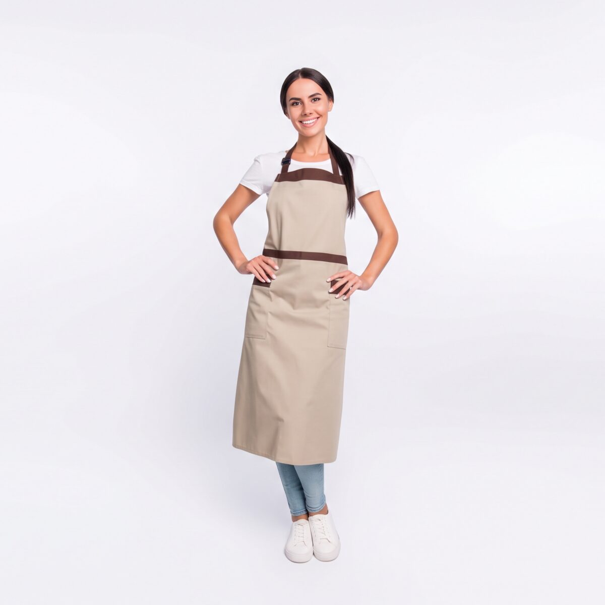 Mandil largo completo con hebilla ajustable combinación con una bolsa del
